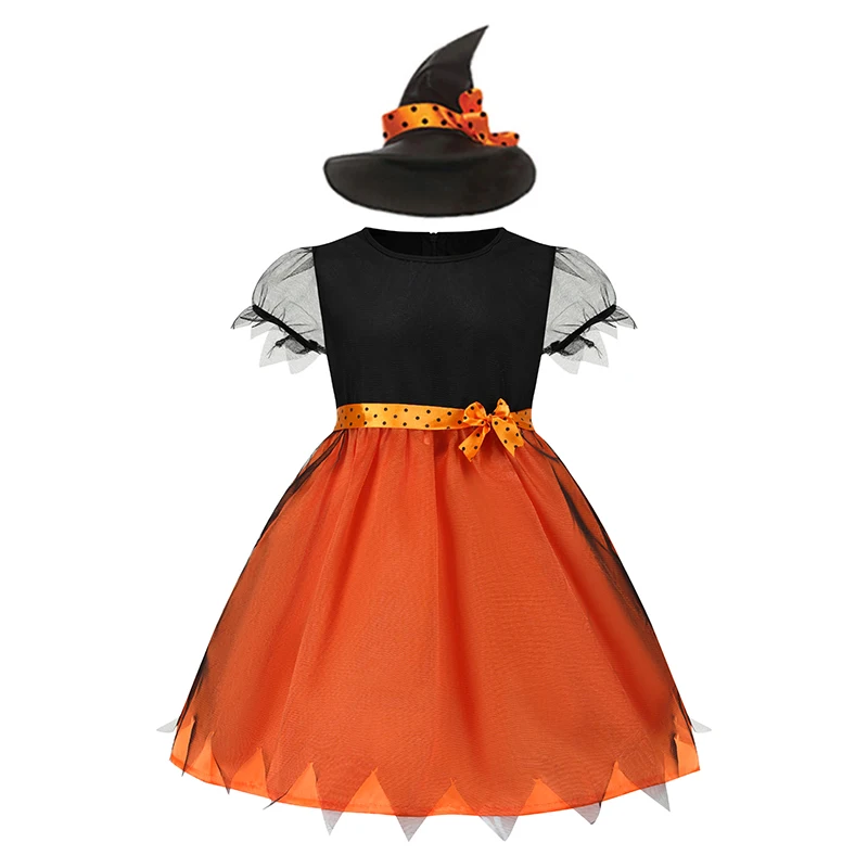Girls Purple Witch Costume Set Halloween Birthday Party Fancy Dress with Mesh Details Witch Hat & Broom Girls Purple Witch Costume Set Halloween Birthday Party Fancy Dress with Mesh Details Witch Hat & Broom