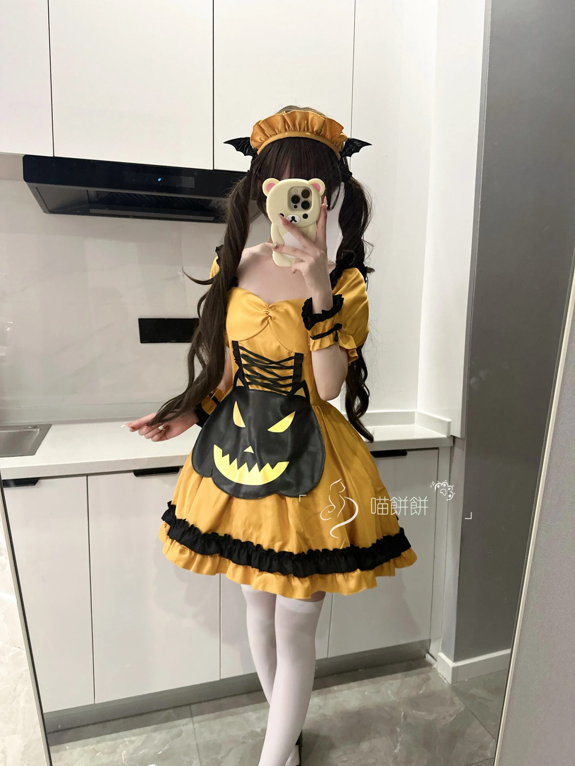 Halloween Maid Costume Cos Bat Vampire Pumpkin Dress Witch Lolita Dress High Waist Slim Fit Summer Dress 2025 New