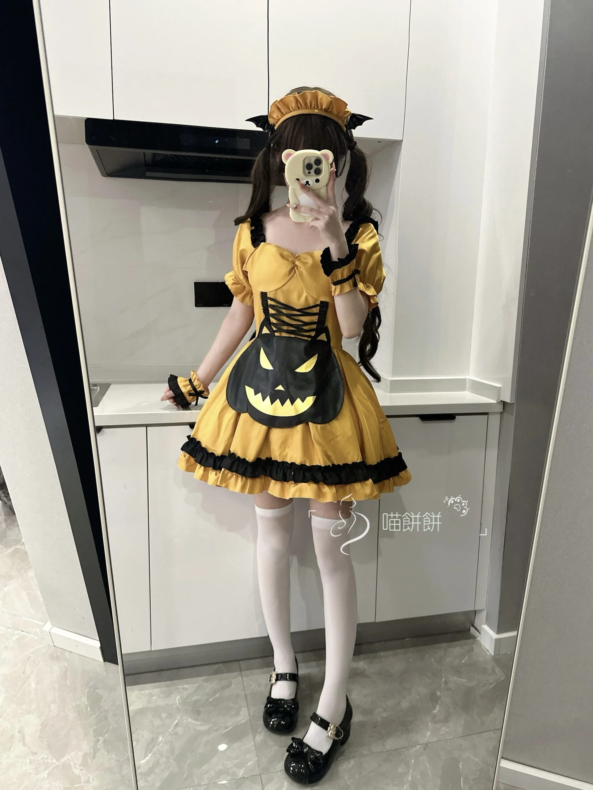 Halloween Maid Costume Cos Bat Vampire Pumpkin Dress Witch Lolita Dress High Waist Slim Fit Summer Dress 2025 New