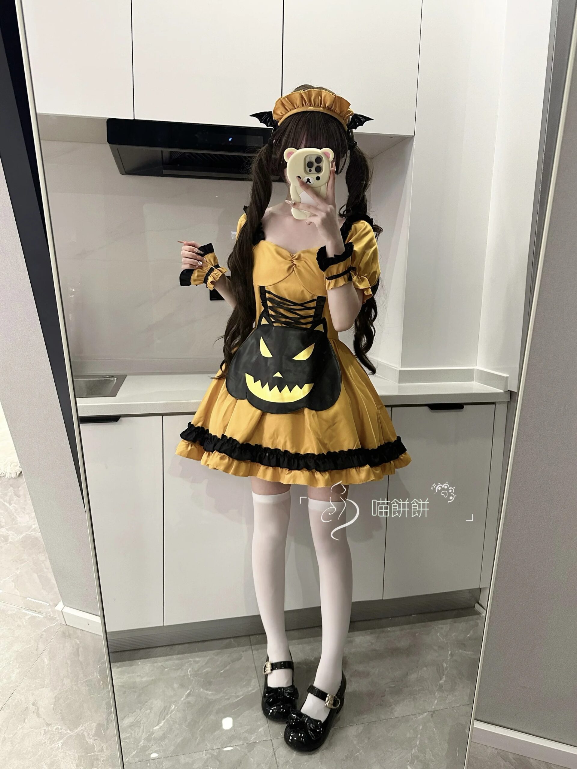 Halloween Maid Costume Cos Bat Vampire Pumpkin Dress Witch Lolita Dress High Waist Slim Fit Summer Dress 2025 New