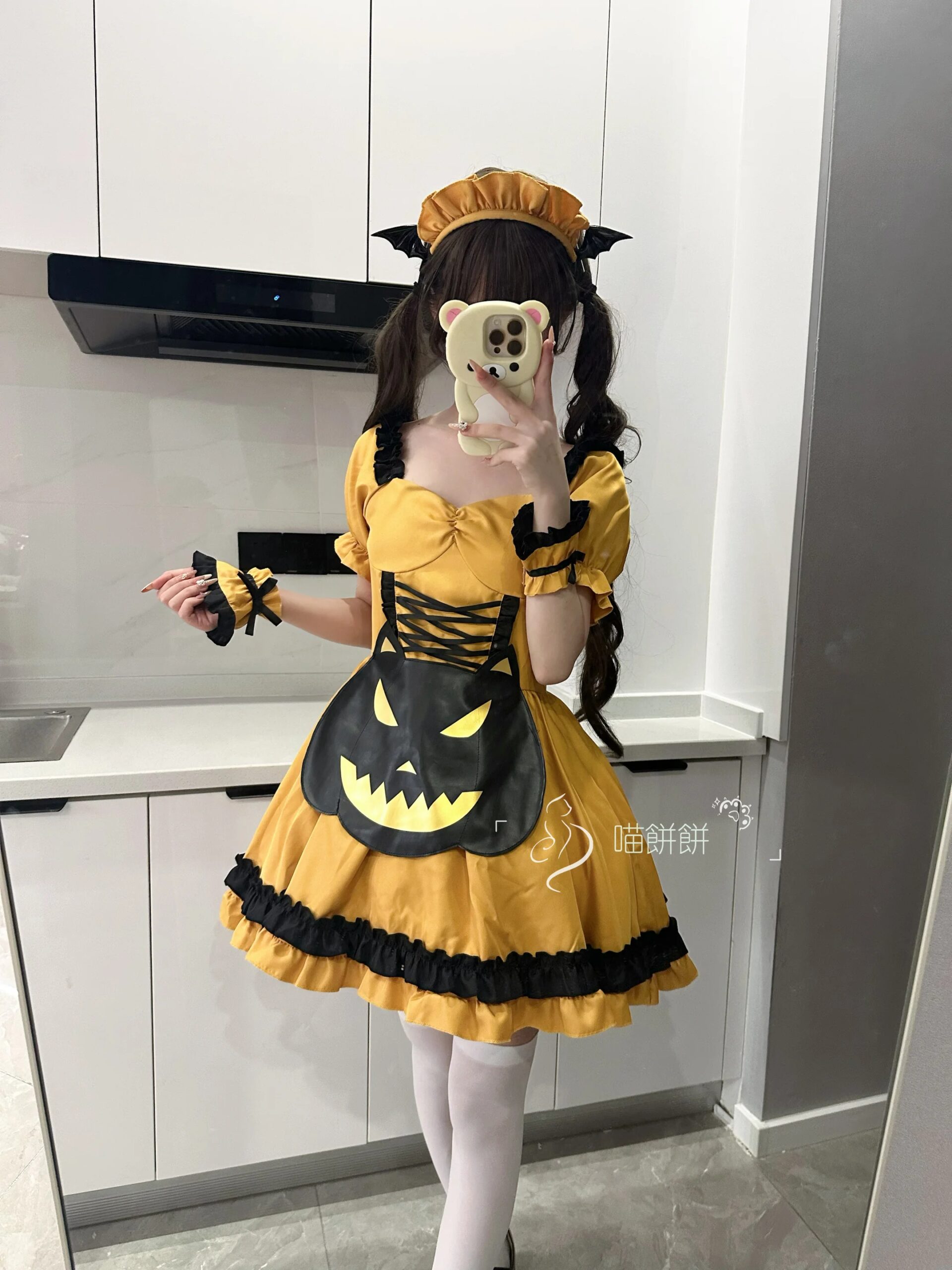 Halloween Maid Costume Cos Bat Vampire Pumpkin Dress Witch Lolita Dress High Waist Slim Fit Summer Dress 2025 New