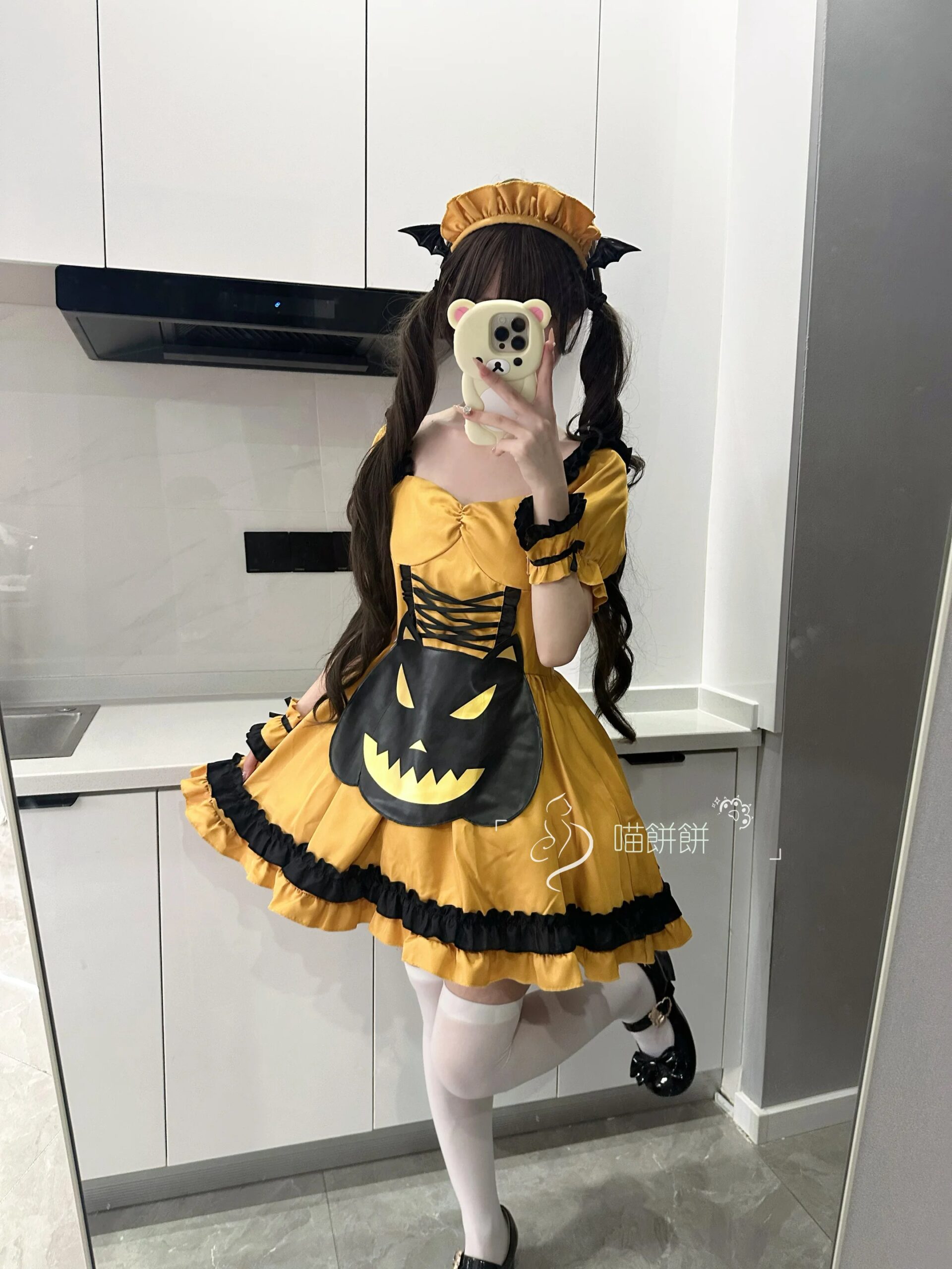 Halloween Maid Costume Cos Bat Vampire Pumpkin Dress Witch Lolita Dress High Waist Slim Fit Summer Dress 2025 New