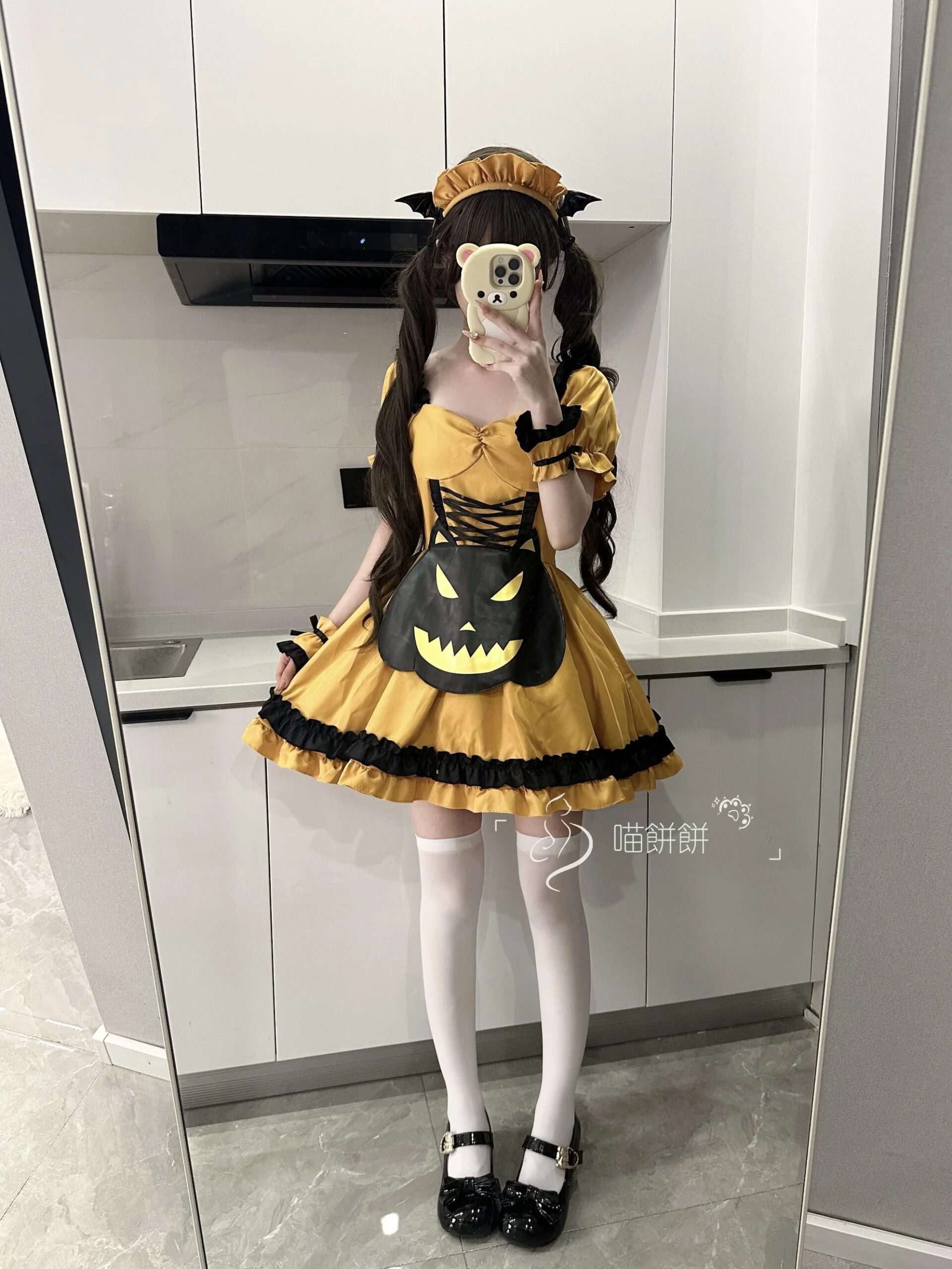 Halloween Maid Costume Cos Bat Vampire Pumpkin Dress Witch Lolita Dress High Waist Slim Fit Summer Dress 2025 New