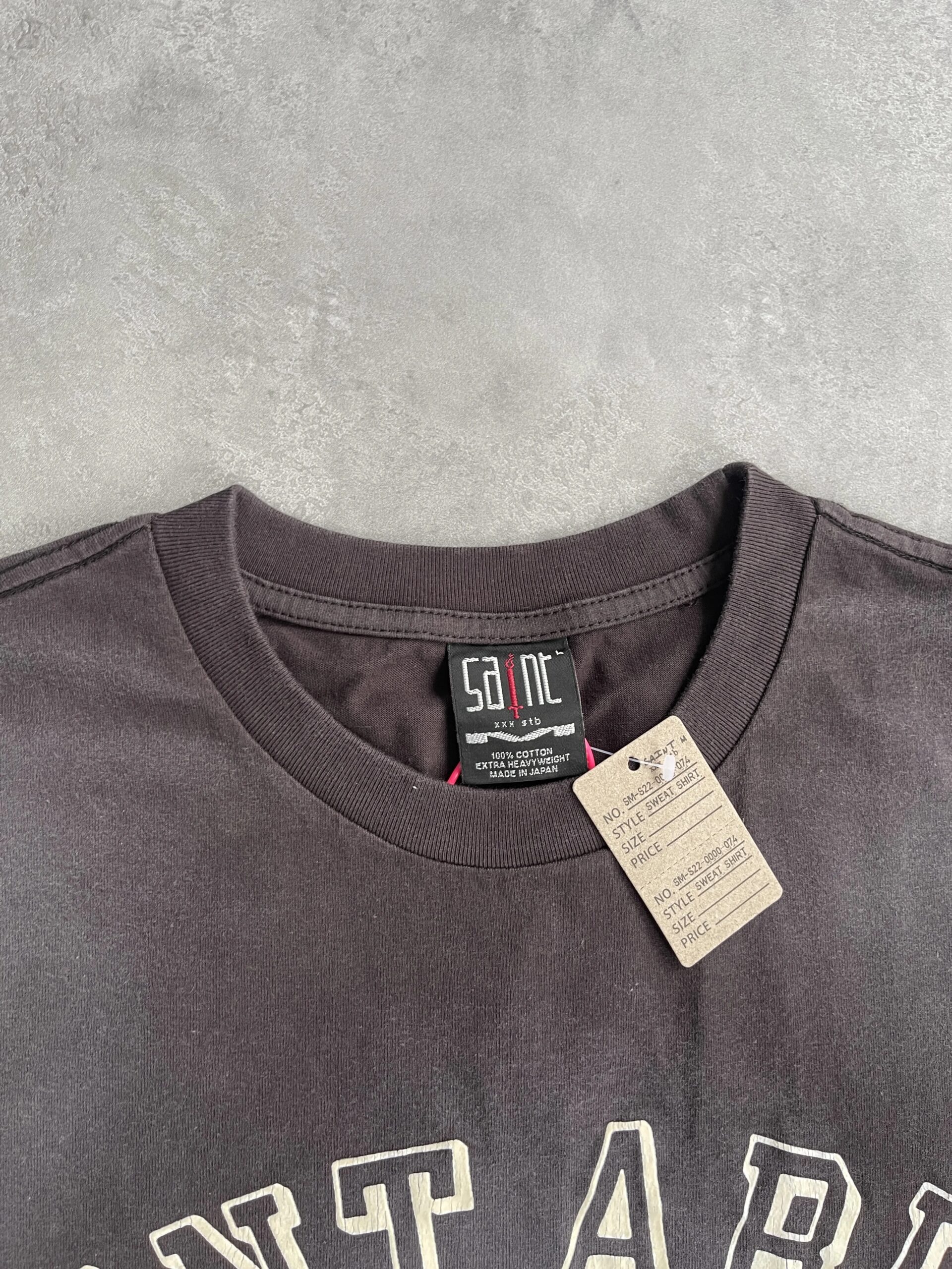 New High Quality SAINT Angel Baby Pattern Printed Retro Vintage High Street Loose Washed Short Sleeve Cotton Oversize T-shirt