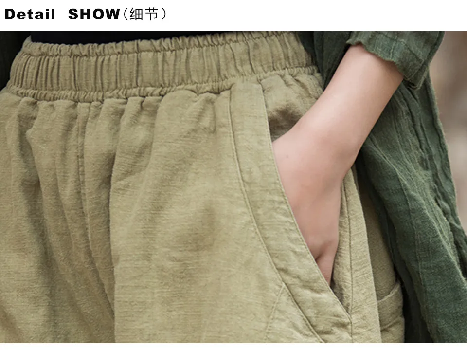 Elegant Women's Cotton Linen Baggy Cargo Pants Vintage Elastic Waist Yoga Trousers Loose Casual Long Wide Leg Oversize Clothes