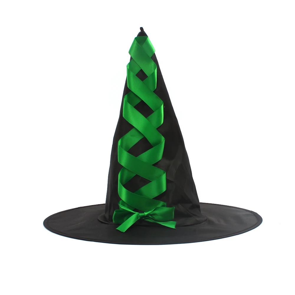 Fairytale Green Witch Dress with Hat Broom Glamour Kids Halloween Fancy Gown Tutu Robe Costume Gothic Girls Cosplay Clothing