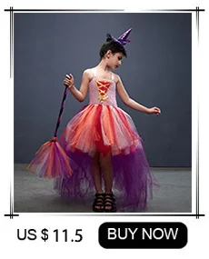 Fairytale Green Witch Dress with Hat Broom Glamour Kids Halloween Fancy Gown Tutu Robe Costume Gothic Girls Cosplay Clothing