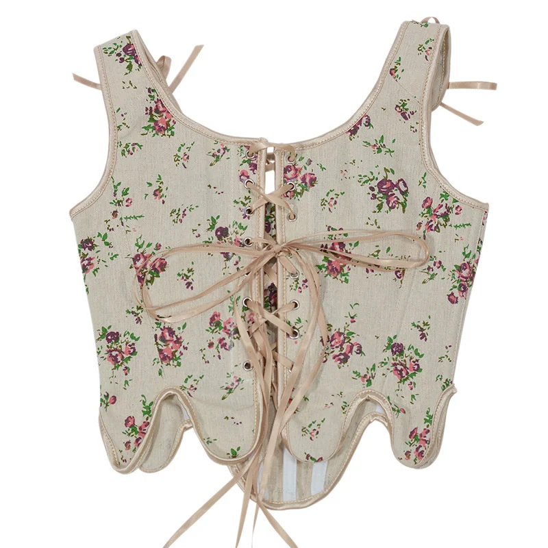 Fashion Lolita Shirt Women Tank Tops Camis Harajuku Vintage y2k Corset Woman Clothing Blusas Sexy Ladies Crop Top Camiseta Mujer