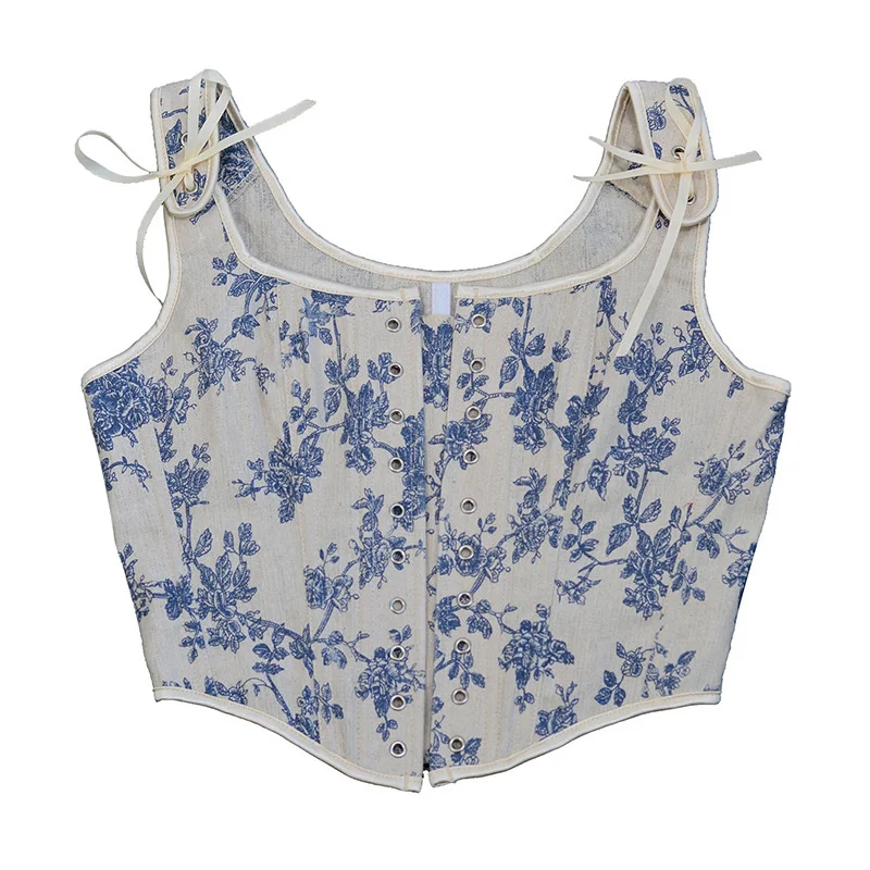 Fashion Lolita Shirt Women Tank Tops Camis Harajuku Vintage y2k Corset Woman Clothing Blusas Sexy Ladies Crop Top Camiseta Mujer