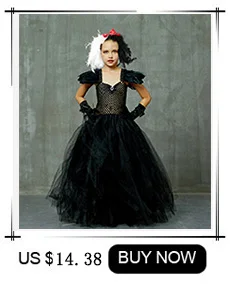 Girls Gothic Halloween Ghost Witch Costume Flare Sleeve Kids Gown Robe Tutu Dress with Witch Hat for Purim Carnival Party