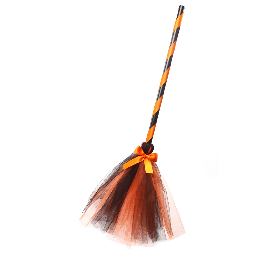 Girls Gothic Halloween Ghost Witch Costume Flare Sleeve Kids Gown Robe Tutu Dress with Witch Hat for Purim Carnival Party