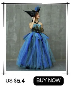 Girls Gothic Halloween Ghost Witch Costume Flare Sleeve Kids Gown Robe Tutu Dress with Witch Hat for Purim Carnival Party