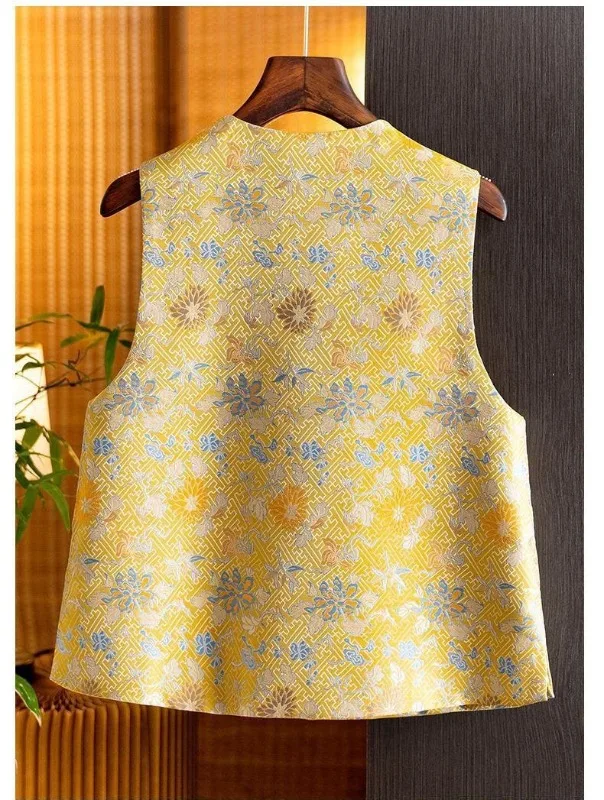 Thin Vest for Women Clothing Ethnic Style Embroidery Vintage Clothes Streetwear Coats Women Jackets Chinese style Casual Summer