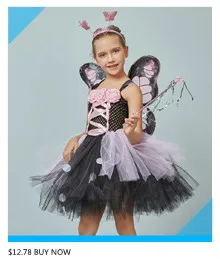 Glittery Black & Purple Kids Evil Witch Tutu Dress Girls Dark Fairy Witch Tutu Halloween Cosplay Costume With Horns and Wings