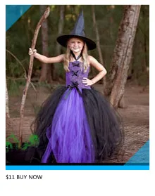 Glittery Black & Purple Kids Evil Witch Tutu Dress Girls Dark Fairy Witch Tutu Halloween Cosplay Costume With Horns and Wings