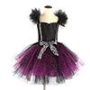 Glittery Black & Purple Kids Evil Witch Tutu Dress Girls Dark Fairy Witch Tutu Halloween Cosplay Costume With Horns and Wings