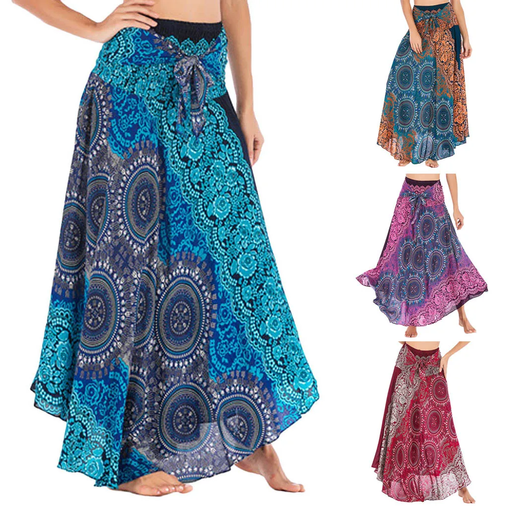 Ethnic Style Fashion Skirts Women Clothes Roupas Saia Bottom Skirt Woman Long Jupe Bohemian Boho Flowers Elastic Waist Faldas Ethnic Style Fashion Skirts Women Clothes Roupas Saia Bottom Skirt Woman Long Jupe Bohemian Boho Flowers Elastic Waist Faldas