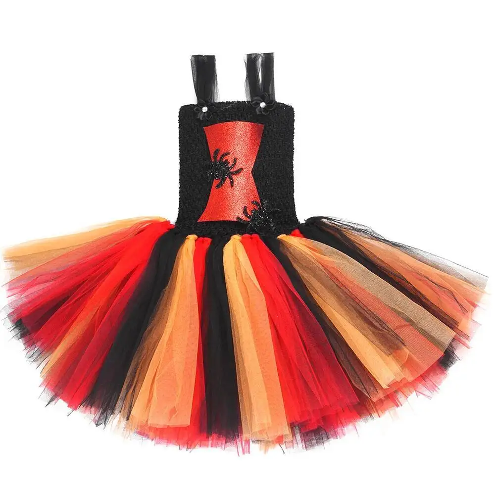 Widow Spider Halloween Costumes for Girls Spider Witch Fancy Tutu Dress Children Carnival Party Outfits Kids Disguise Clothes