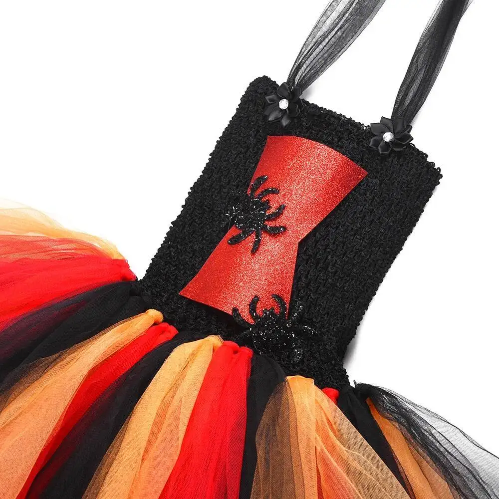 Widow Spider Halloween Costumes for Girls Spider Witch Fancy Tutu Dress Children Carnival Party Outfits Kids Disguise Clothes