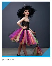 Fairytale Sparkly Bat Witch Halloween Costume Girls Vampire Tutu Dress with Broom Hat Kids Role Play Cosplay Party Fancy Dress