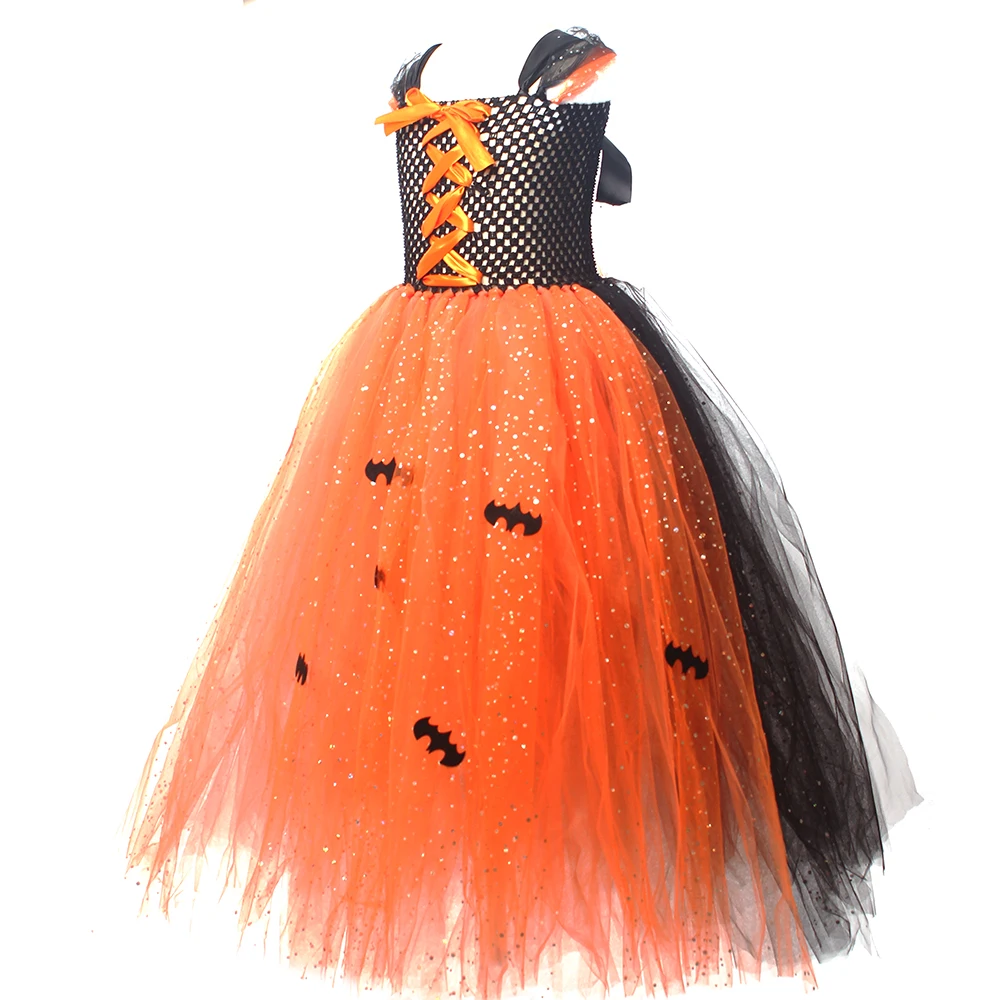 Fairytale Sparkly Bat Witch Halloween Costume Girls Vampire Tutu Dress with Broom Hat Kids Role Play Cosplay Party Fancy Dress Fairytale Sparkly Bat Witch Halloween Costume Girls Vampire Tutu Dress with Broom Hat Kids Role Play Cosplay Party Fancy Dress
