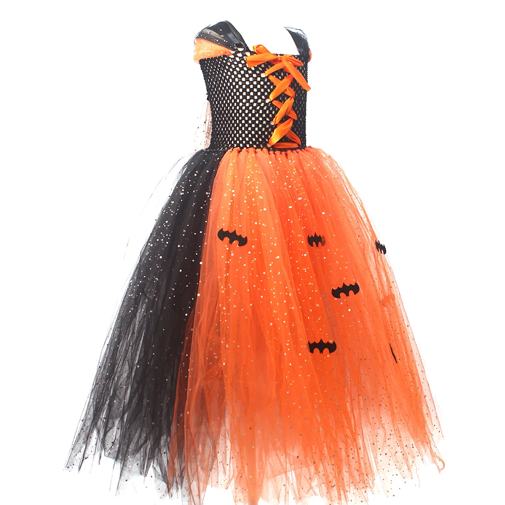 Fairytale Sparkly Bat Witch Halloween Costume Girls Vampire Tutu Dress with Broom Hat Kids Role Play Cosplay Party Fancy Dress Fairytale Sparkly Bat Witch Halloween Costume Girls Vampire Tutu Dress with Broom Hat Kids Role Play Cosplay Party Fancy Dress