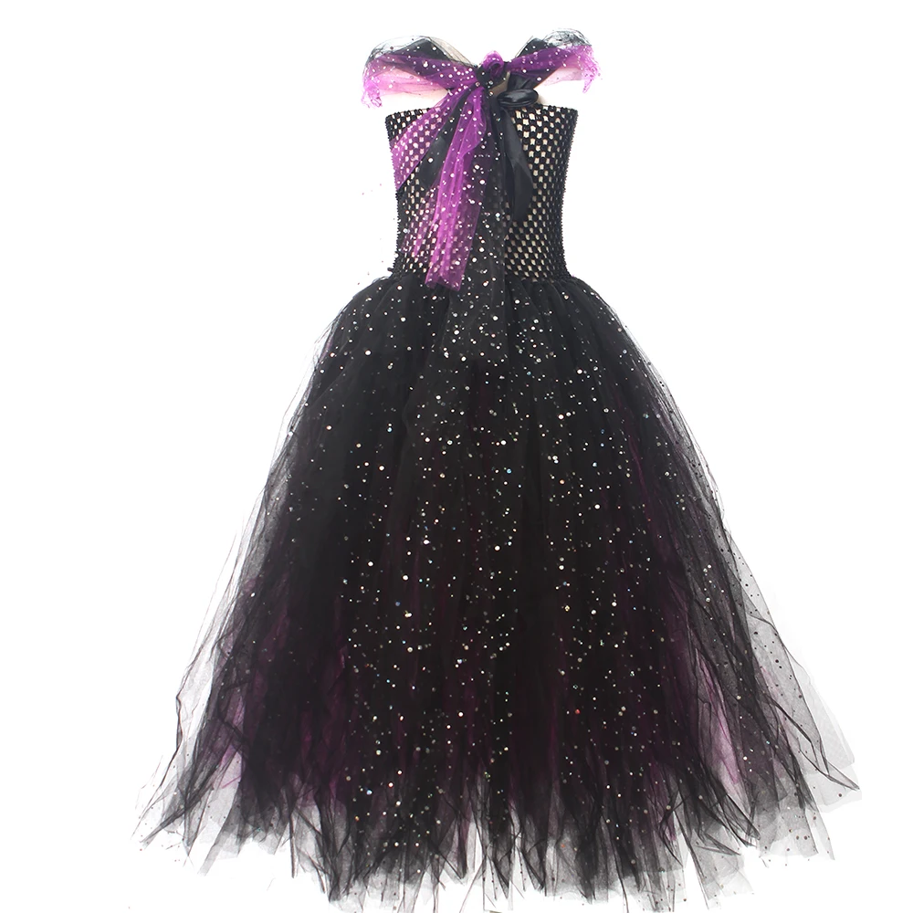 Fairytale Sparkly Bat Witch Halloween Costume Girls Vampire Tutu Dress with Broom Hat Kids Role Play Cosplay Party Fancy Dress Fairytale Sparkly Bat Witch Halloween Costume Girls Vampire Tutu Dress with Broom Hat Kids Role Play Cosplay Party Fancy Dress