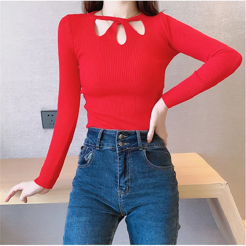 Spring and Autumn Long Sleeved Thin Sweater Sexy Hollow Out Knitted Tops Fashion T-shirts Temperament Blusas Clothes Streetwear Spring and Autumn Long Sleeved Thin Sweater Sexy Hollow Out Knitted Tops Fashion T-shirts Temperament Blusas Clothes Streetwear