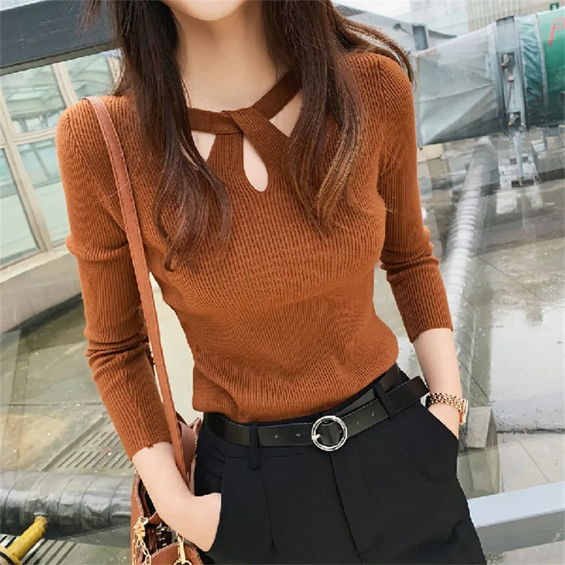 Spring and Autumn Long Sleeved Thin Sweater Sexy Hollow Out Knitted Tops Fashion T-shirts Temperament Blusas Clothes Streetwear Spring and Autumn Long Sleeved Thin Sweater Sexy Hollow Out Knitted Tops Fashion T-shirts Temperament Blusas Clothes Streetwear