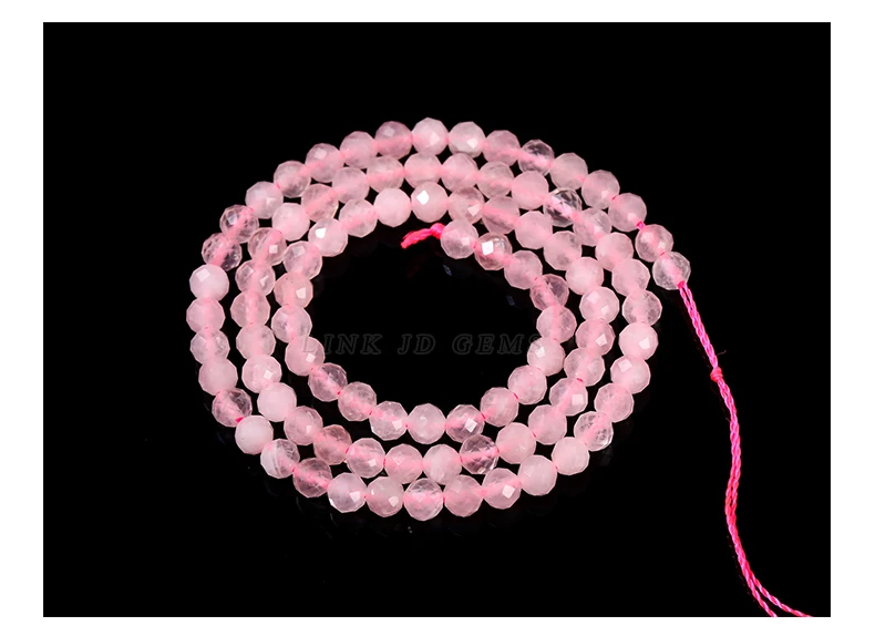 Natural Faceted Pink Quartz Beads 2 3 4mm Loose Spacer Seed Gems Small Bead for Jewelry Making Diy Necklace Bracelet Accessory