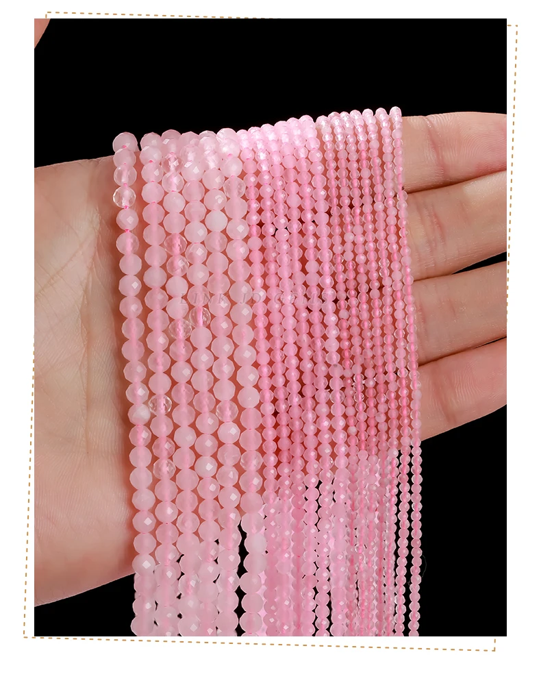 Natural Faceted Pink Quartz Beads 2 3 4mm Loose Spacer Seed Gems Small Bead for Jewelry Making Diy Necklace Bracelet Accessory