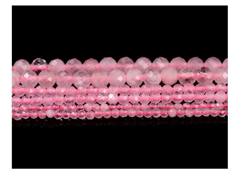 Natural Faceted Pink Quartz Beads 2 3 4mm Loose Spacer Seed Gems Small Bead for Jewelry Making Diy Necklace Bracelet Accessory
