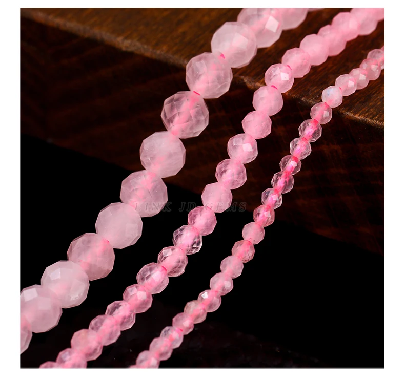 Natural Faceted Pink Quartz Beads 2 3 4mm Loose Spacer Seed Gems Small Bead for Jewelry Making Diy Necklace Bracelet Accessory