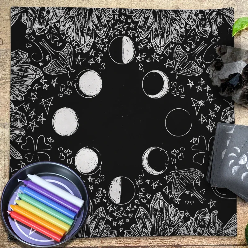 Vintage Botanical Moon Phase Tarot Tablecloth Velvet Altar Cloth Board Game Astrology Divination Witchcraft Oracle Card Pads New
