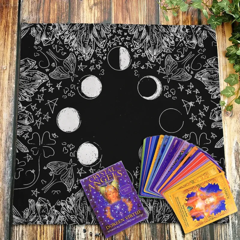 Vintage Botanical Moon Phase Tarot Tablecloth Velvet Altar Cloth Board Game Astrology Divination Witchcraft Oracle Card Pads New