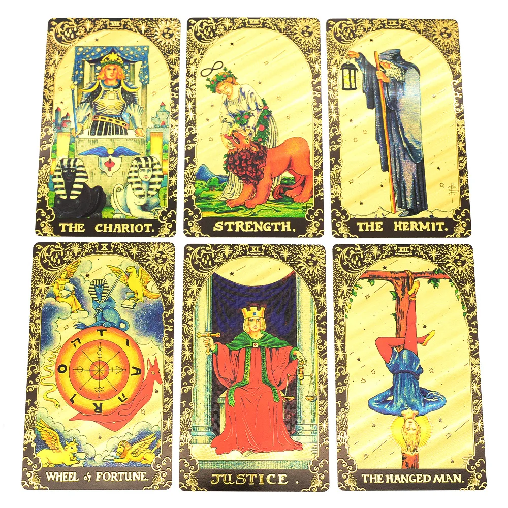 new 12X7cm Feather Black Gold Sun Tarot Card Gift Box Set Gold Foil Tarot Deck Stamping PVC Waterproof Wear Resistant Game Card