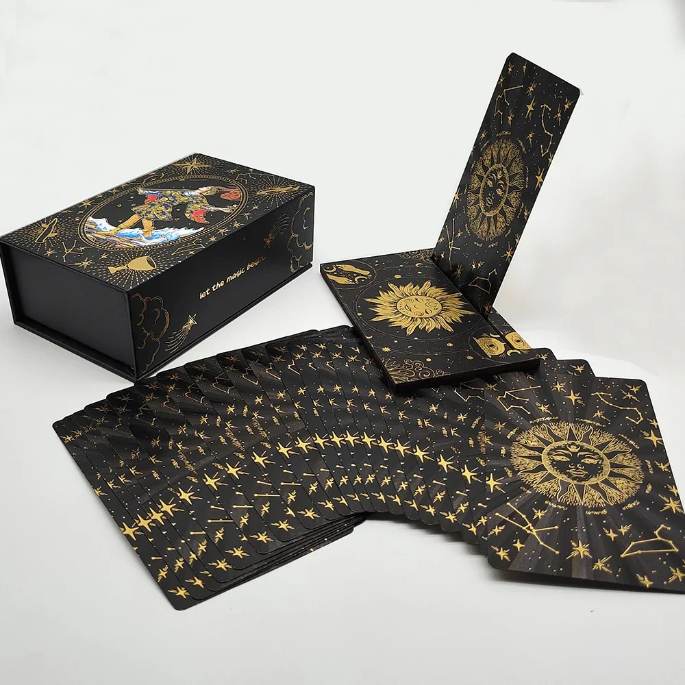 Luxe Gold Foil Tarot Cards Set with Wooden Stand for Predictive Readings Unique Waterproof Collectible Game for Beginners Luxe Gold Foil Tarot Cards Set with Wooden Stand for Predictive Readings Unique Waterproof Collectible Game for Beginners