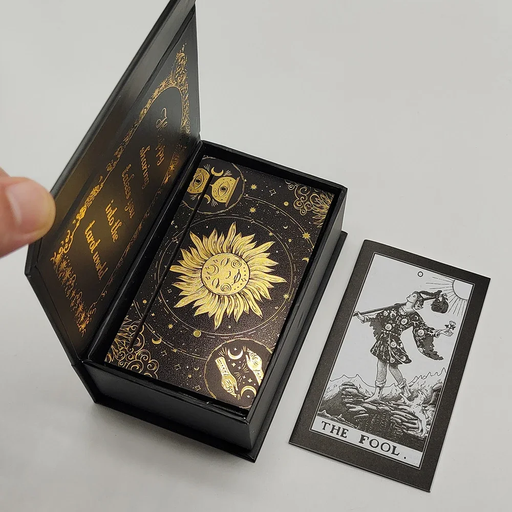 Luxe Gold Foil Tarot Cards Set with Wooden Stand for Predictive Readings Unique Waterproof Collectible Game for Beginners Luxe Gold Foil Tarot Cards Set with Wooden Stand for Predictive Readings Unique Waterproof Collectible Game for Beginners