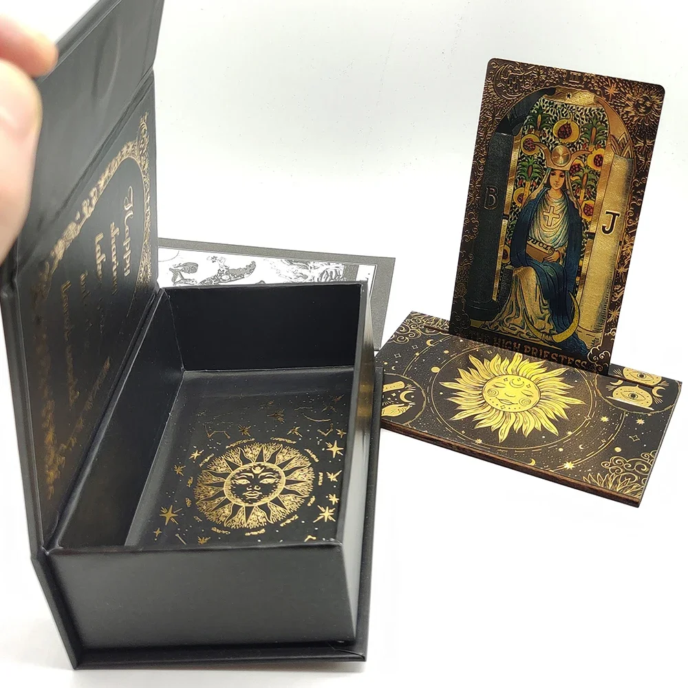 Luxe Gold Foil Tarot Cards Set with Wooden Stand for Predictive Readings Unique Waterproof Collectible Game for Beginners Luxe Gold Foil Tarot Cards Set with Wooden Stand for Predictive Readings Unique Waterproof Collectible Game for Beginners