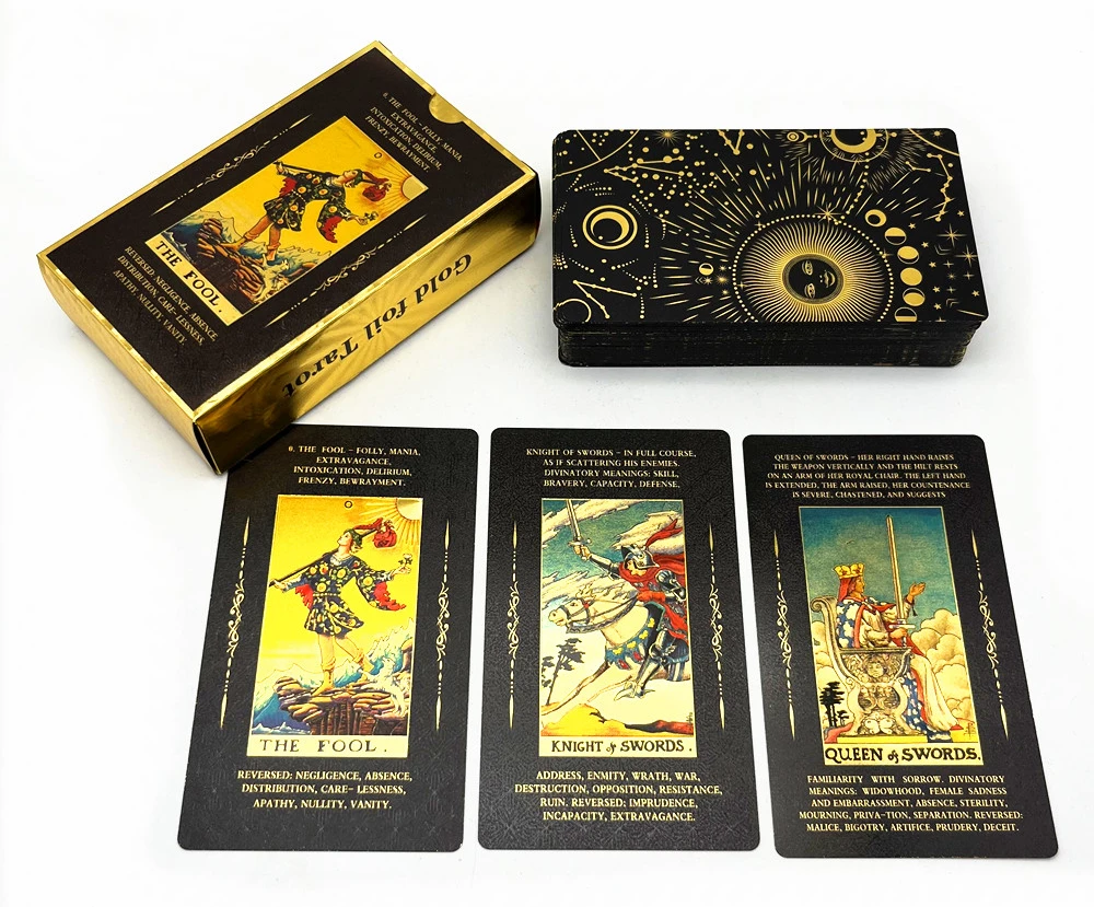 High Quality Plastic Tarot Gold Foil Russian English Divination Cards Oracle Deck Witch Board Game L751