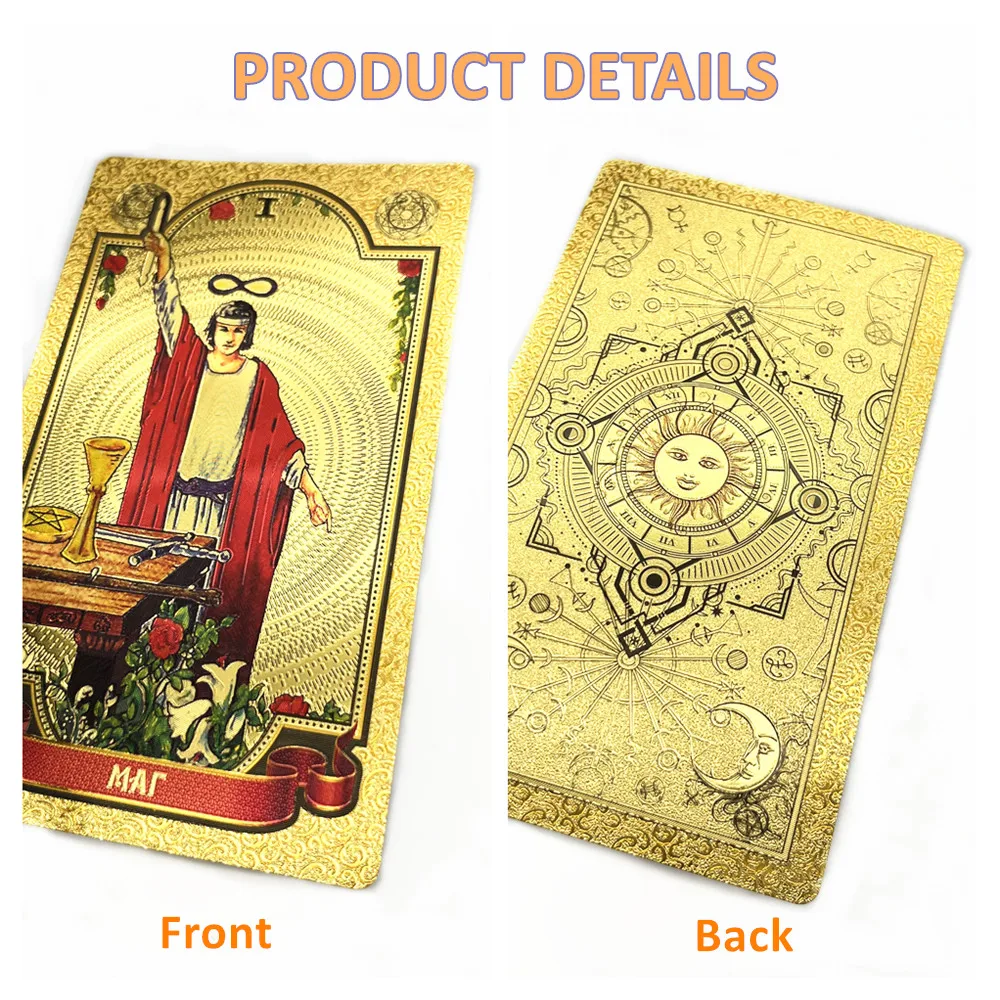 High Quality Plastic Tarot Gold Foil Russian English Divination Cards Oracle Deck Witch Board Game L751