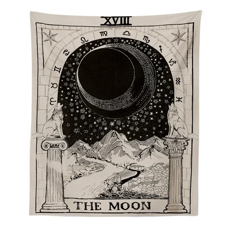 Tarot Card Tapestry Wall Hanging Astrology Divination Bedspread Beach Mat Hanging Cloth Divination Bed Cover