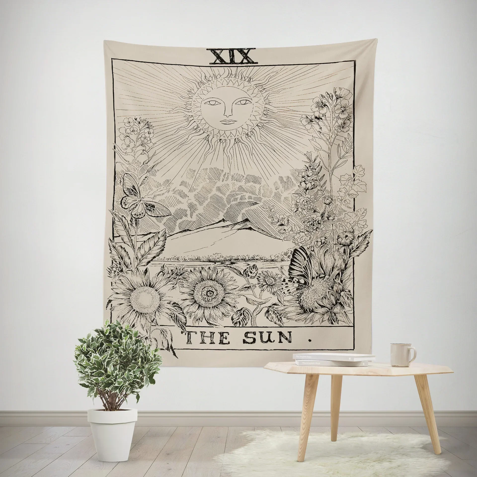 Tarot Card Tapestry Wall Hanging Astrology Divination Bedspread Beach Mat Hanging Cloth Divination Bed Cover