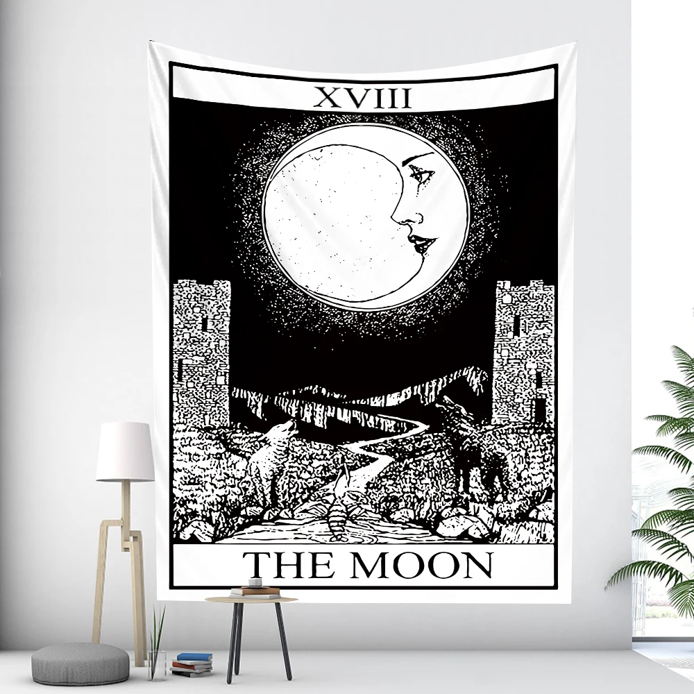 Tarot card psychedelic scene home decoration art tapestry hippie bohemian decoration divination wall hanging sheets