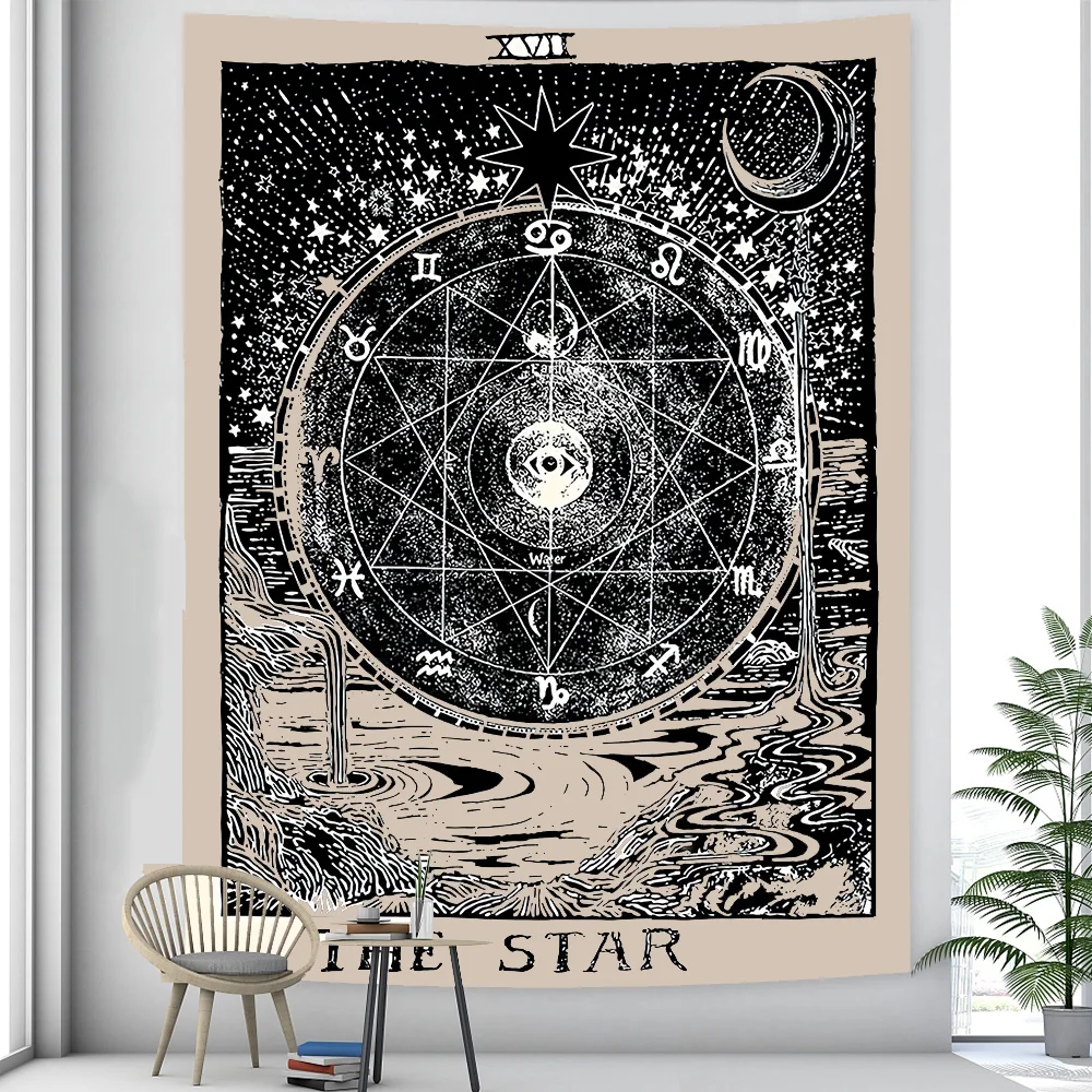 Tarot card psychedelic scene home decoration art tapestry hippie bohemian decoration divination wall hanging sheets