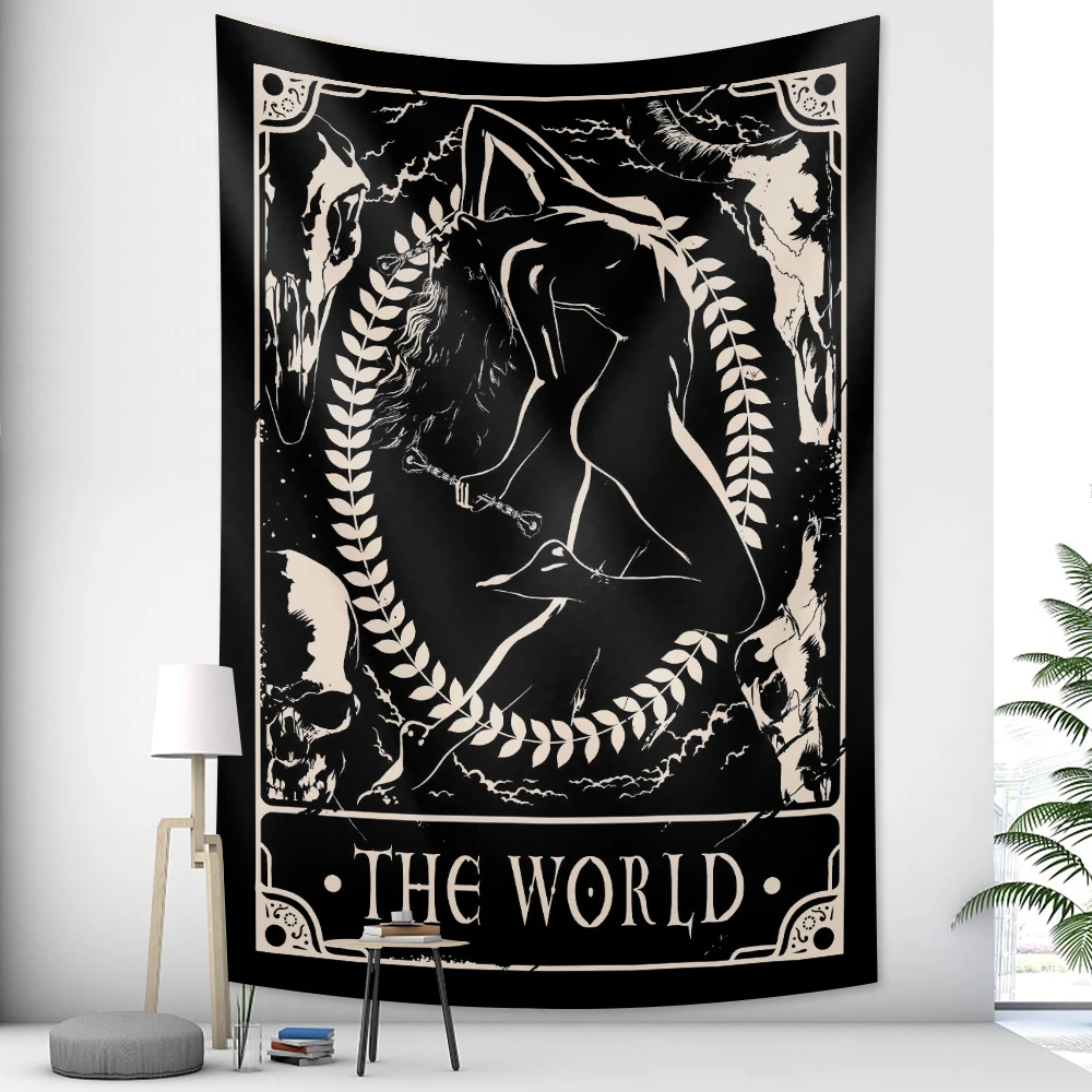 Tarot card psychedelic scene home decoration art tapestry hippie bohemian decoration divination wall hanging sheets