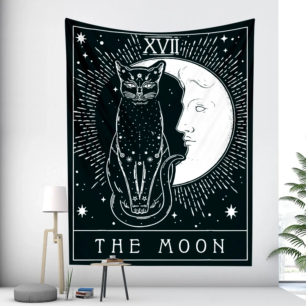 Tarot card psychedelic scene home decoration art tapestry hippie bohemian decoration divination wall hanging sheets