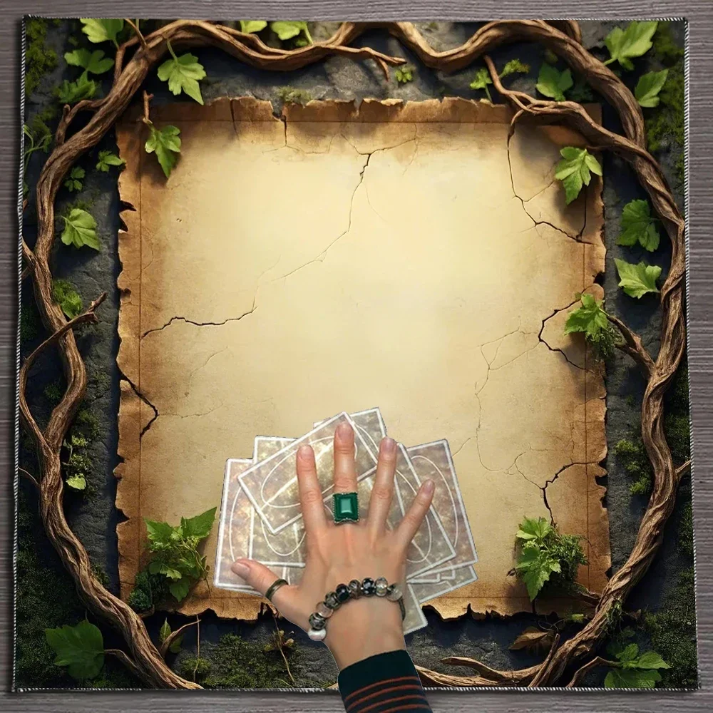 Parchment Vines Tarot Card Tablecloth Flower Of Life Altar Cloth Pagan Pendulum Witchcraft Astrology Card Mat for Room HomeDecor