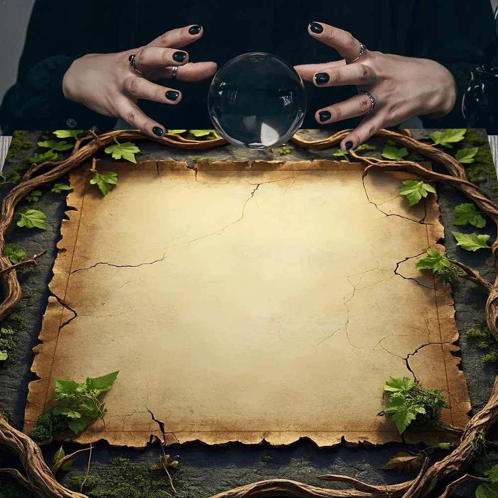 Parchment Vines Tarot Card Tablecloth Flower Of Life Altar Cloth Pagan Pendulum Witchcraft Astrology Card Mat for Room HomeDecor