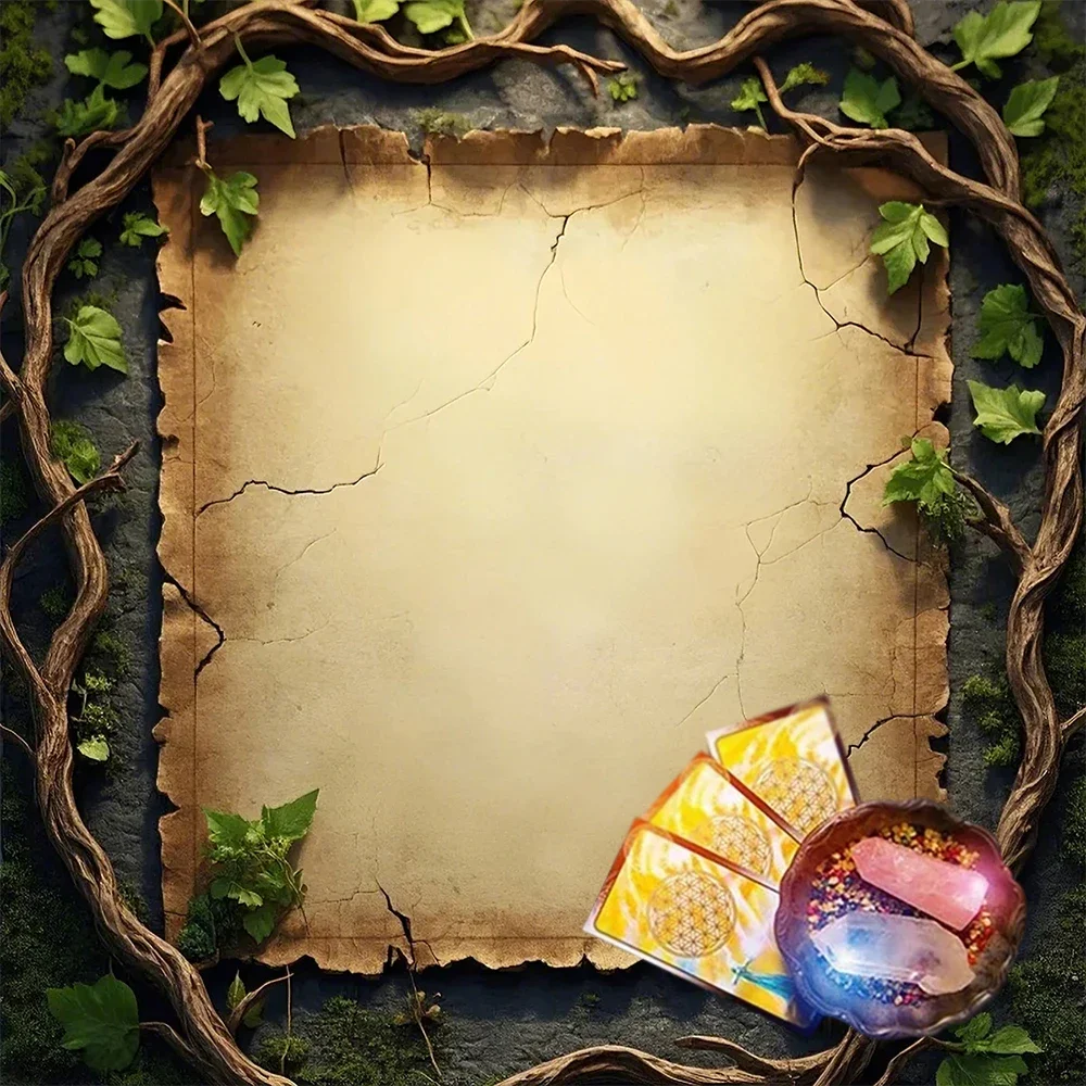 Parchment Vines Tarot Card Tablecloth Flower Of Life Altar Cloth Pagan Pendulum Witchcraft Astrology Card Mat for Room HomeDecor